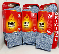  Lot of 3 Heat Holders Original Thermal Socks Denim/Cream Women's 5-9 Men's 4-8