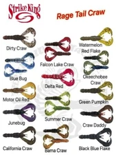 Strike King Rage Craw 4''  - Choose  Color - 7pk