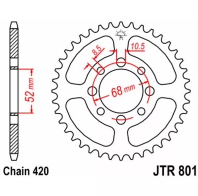 Standard Stahlritzel hinten 801 - 420 JT SPROCKETS JTR801.38 Kawa. Suzu. KLX