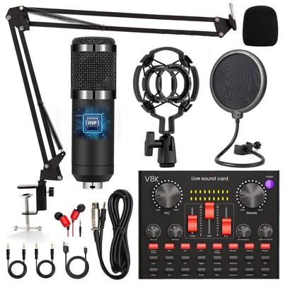 Podcast Equipment Bundle Audio Interface with Cardioid Designer BM800 Mic for...