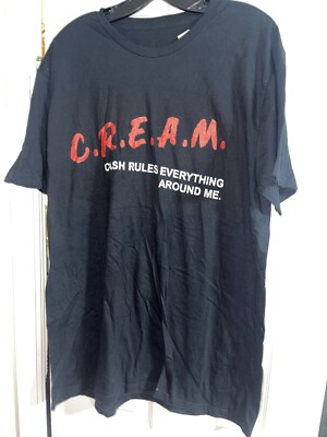 CREAM Shirt Men Xl Black Cash Rules Everything Around Me Short Sleeve (WTF81)