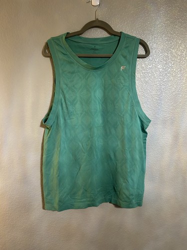 Men’s Fabletics teal green workout tank top size large