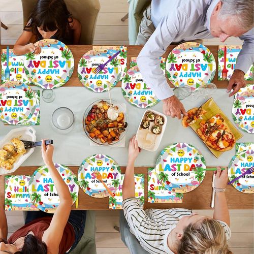 96 Pcs Happy Last Day of School Paper Party Plates and Napkins for Summer Beach - 第 6/12 張圖片
