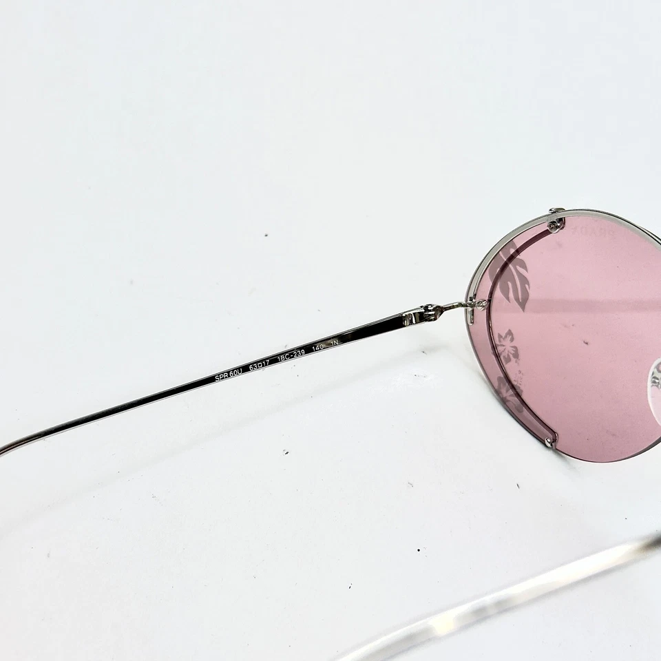 Gafas de sol PRADA ovaladas de metal 60U plata rosa espejo estampado de flores de hibisco PR60US Foto 2 de 4
