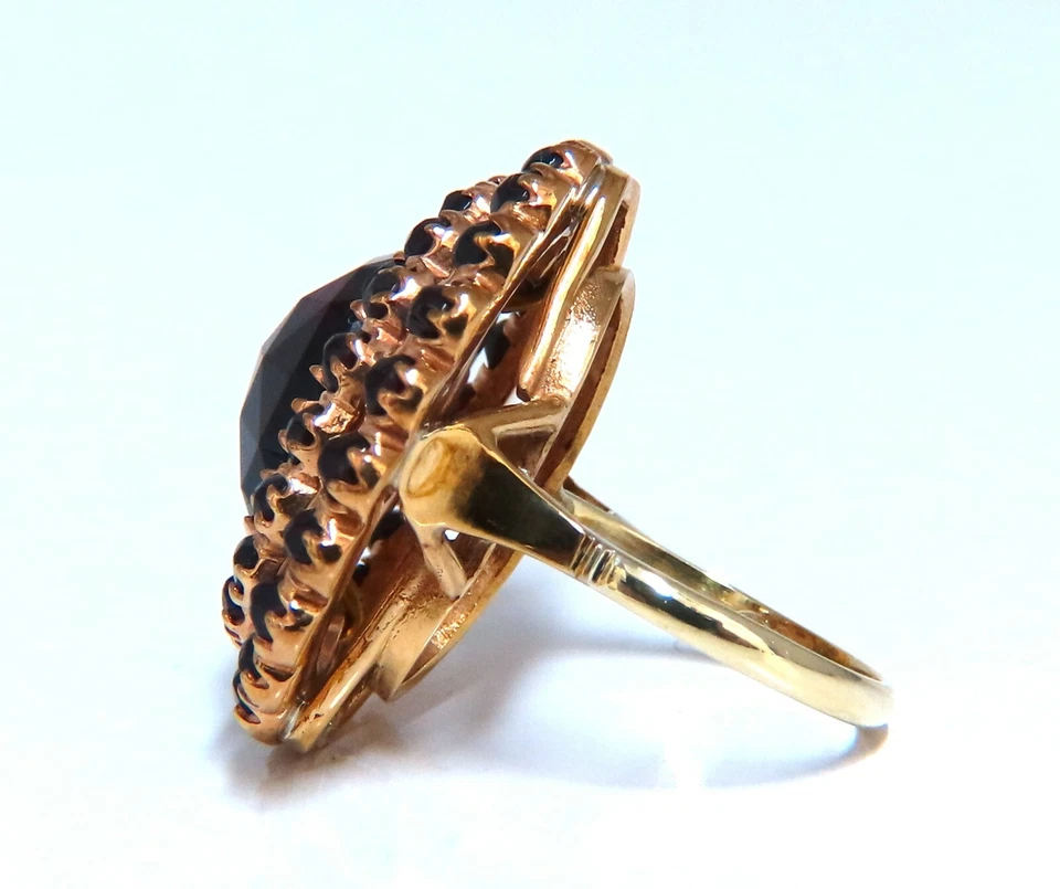 Anillo racimo granates ovalados naturales 10ct oro 14kt 1930 Foto 2 de 4