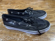 Sperry Top-Sider YG50797 Bahama Black/Black Dot Boat Shoes Youth Kids US 2.5 M