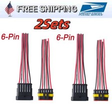 6Pin Way Car Waterproof Male Female Electrical 18AWG Wire Connector Plug USA