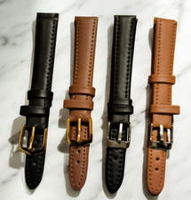 4x Ladies Genuine Leather Watch Strap Band 14mm Black/brown/Tan - Strong Straps