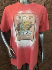 Tacos Before Vatos Red XL X Large Casual T-Shirt Woman’s
