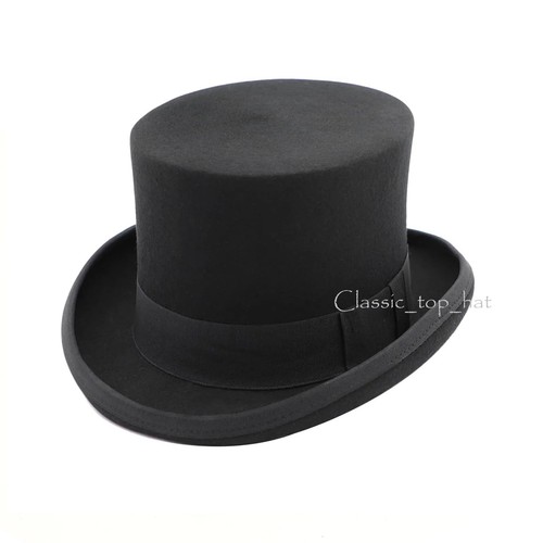 Unisex Black Deadman 100% Wool Dressage Topper Riding Equestrian Top Hat - Picture 10 of 13