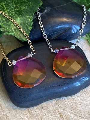 Facettierte Ametrin Briolette Halskette Silber Gold Handarbeit mit Swarovski Kristallen