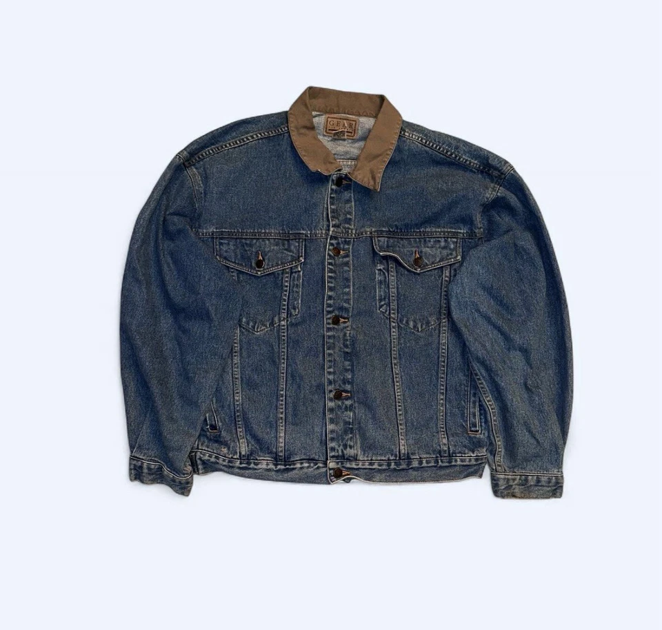 Vintage 90s Denim Trucker Jacket With NASA Graphic On The Back Men’s Size L - Image 2 of 4