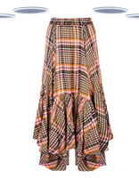 Ex Joe Browns Womens Check Dippy Hem Maxi Skirt Boho Brown Plaid