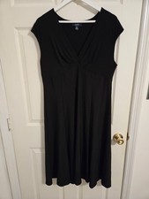 Chaps Black Midi Dress V Neckline Poly Blend Size XL