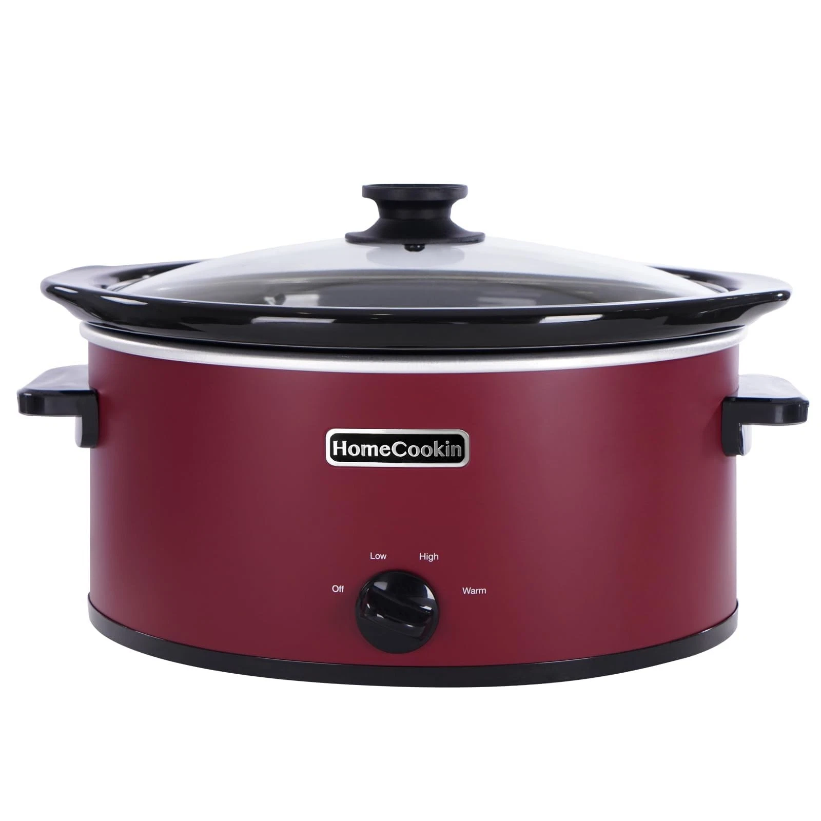 HOMECOOKIN 8 Quart Slow Cooker Oval Manual Pot Food 8 Quarts, Manual-BK-RED