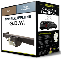 Starre AnhäNgerkupplung für Citroen Berlingo 06.2018-Jetzt Er/ Ec/ K9 G.D.W. NEU
