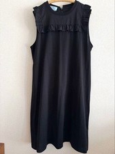 PRADA Dress Used Black Cotton Jersey with Ruffle Detail Size M