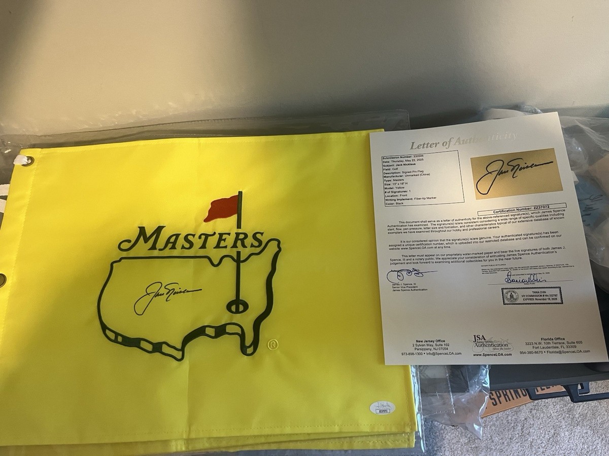 Jack Nicklaus Signed Masters Golf Flag Autographed PGA GOLDEN BEAR