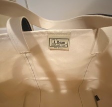 LL Bean Boat & Tote Black Trim Ivory Bag Canv...