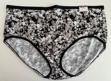 Lane Bryant Cacique Plus Size 22/24 Black Floral Cotton High Leg Brief Panty