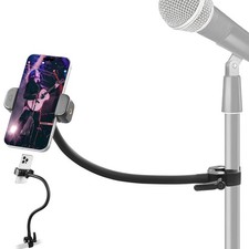 Mic Stand Holder, 17.7" Flexible Gooseneck Holder, 360  Adjustable Mount for ...