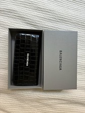 Balenciaga black wallet: never used, faux alligator skin, designer, box included