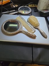 Victorian Vanity Set-Brush Comb Mirror-Silver Plated-complete