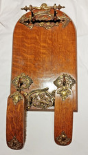 Appendiabiti da parete vittoriano in rovere sala toelettatura con spazzole circa 1900
