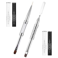 2 Pcs Double Ended Nail Builder Brush, French Tip Brush Hard for Nails, Oval ...