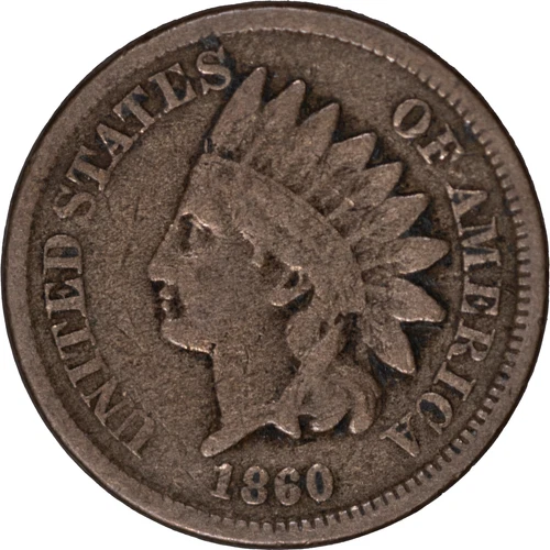 1860 1c Indian Head Cent - Round Bust ~ VG