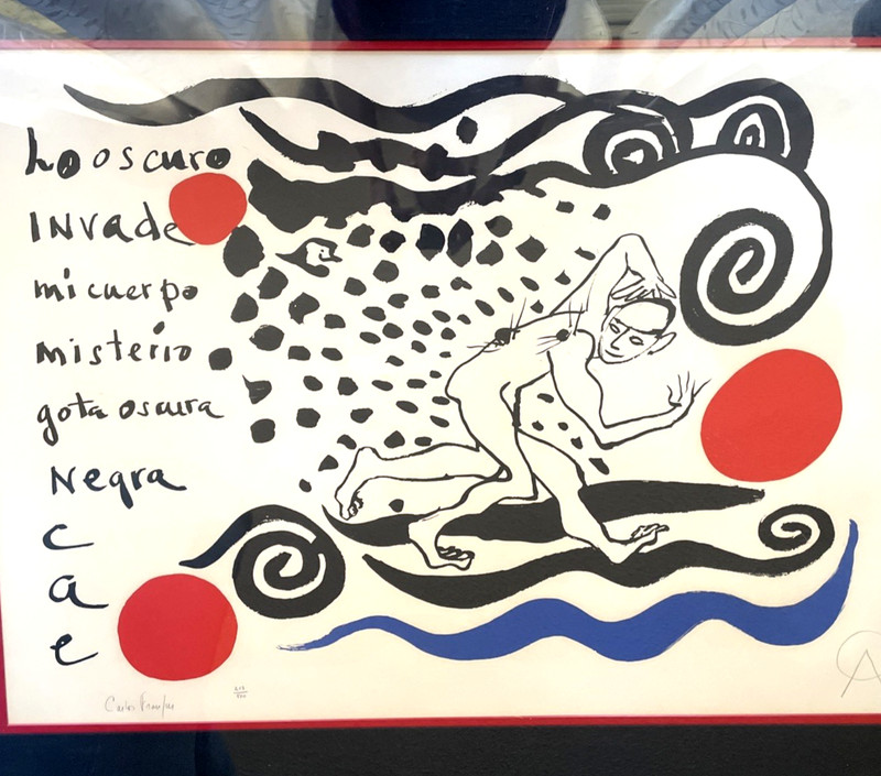 ALEXANDER CALDER - Lo Oscuro Invade-Poem: CARLOS FRANQUI -SIGNED FRAMED #213/500
