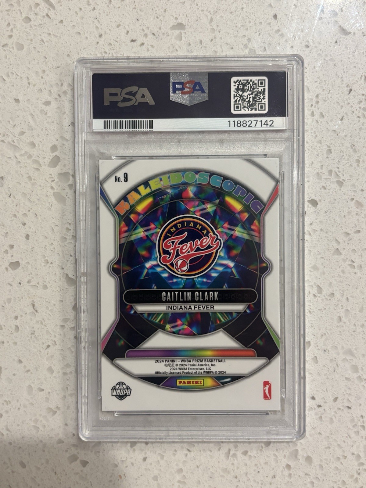 2024 Caitlin Clark Kaleidoscopic Prizm Rookie PSA 10 view 2