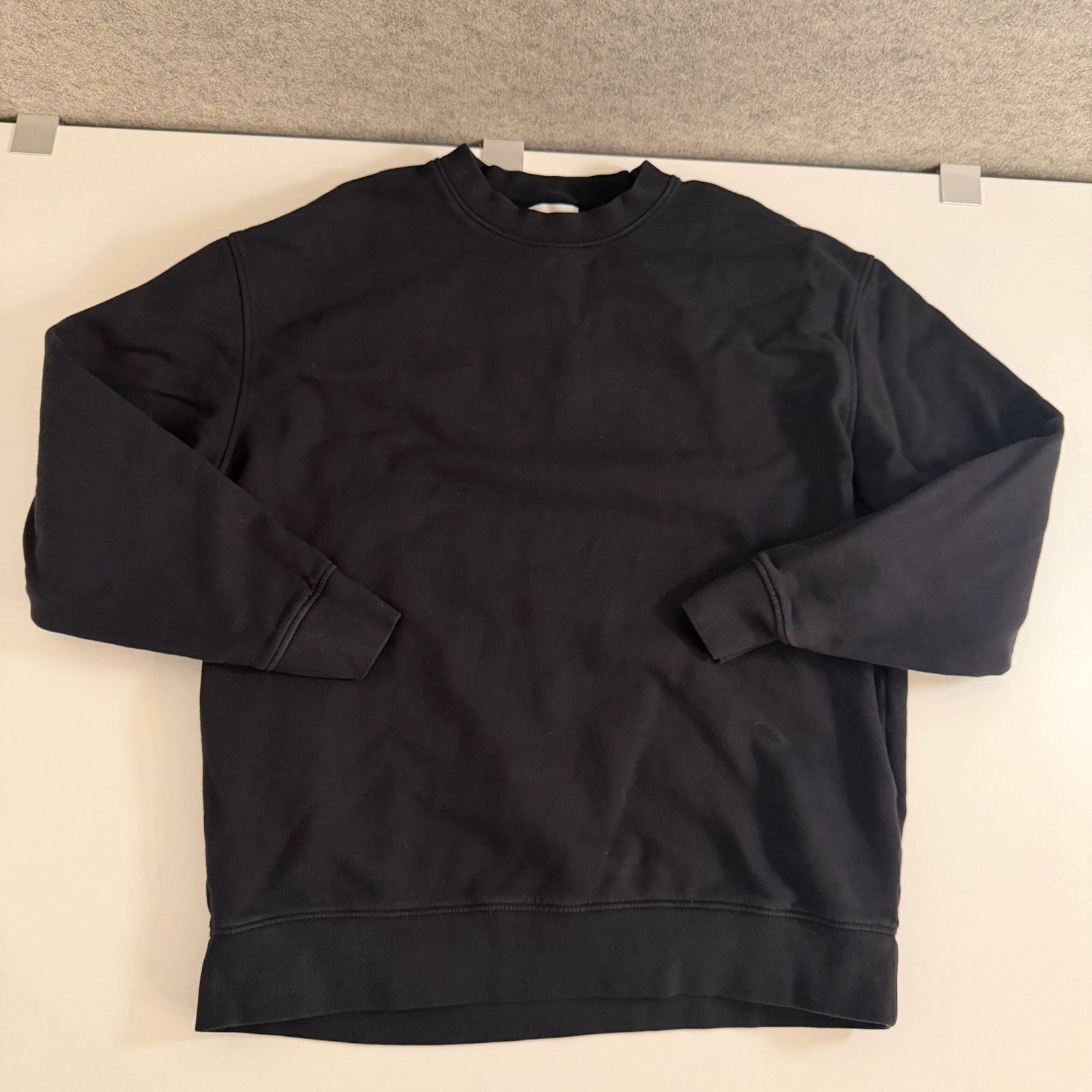 MATE The Label 100% Organic Cotton French Terry Black Fleece Shrunken Crew XS/S