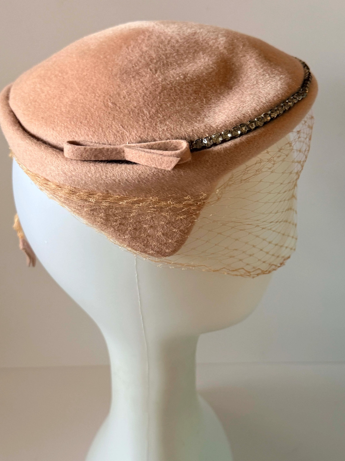 Vintage Blush Pink Half Hat, 1950s Veiled Cocktai… - image 7