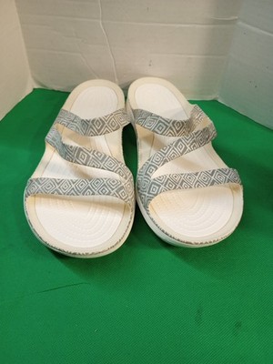 CROCS Kadee II Gray White Slides Sandals Strappy Women s Size 11 Iconic Comfort 