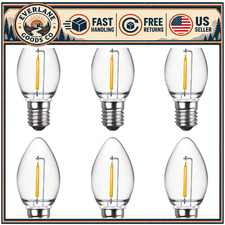 6 Pack C7 LED Night Light Bulbs, E12 Candelabra Base, Warm White, Energy Efficie
