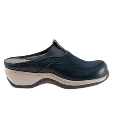 Softwalk Aberdeen S2100-400 Womens Blue Leather Slip On Clog Flats Shoes 10.5