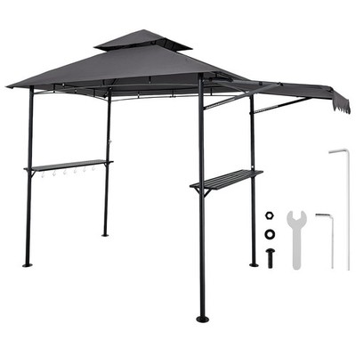 Uimoso 8'x5' Grill Gazebo Side Awning BBQ Shelter Canopy Tent w/ Shelves Hooks