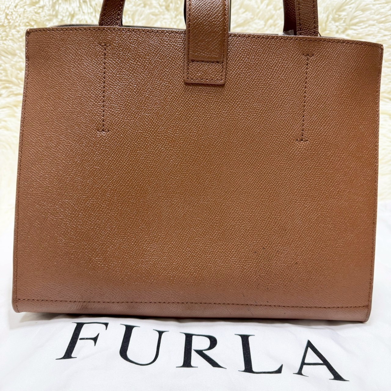 FURLA SOFIA Current Arch logo Brown Saffiano leat… - image 3