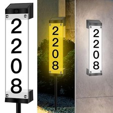 Solar House Numbers for Outside Lighted Address Sign Plaque Doulble Color