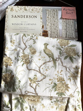 SANDERSON Pillemont Toile Botanical Birds 2 Panels Curtain Drapes Cotton 50x96&rdquo;