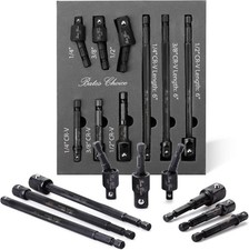 Impact Socket Adapter Set, 9 Pcs, 1/2", 1/4", 3/8" Hex Shank, Rotatable