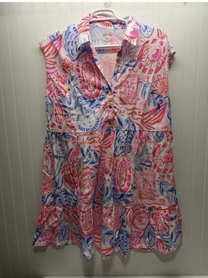 ~READ~ Lily Pulitzer Arley Dress Women's XL Seaside Tropical Preppy Resortwear