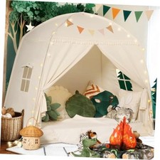 Large Teepee Tent for Kids - Tent for Kids Indoor Kids Teepee for Boys & Cream