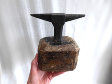 Very Nice Antique ANVIL Set on a Wooden Base - old vintage