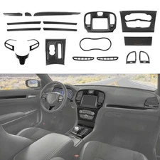19PC Carbon Fiber Center Console Full Cover Interior Trim For Chrysler 300 2015+
