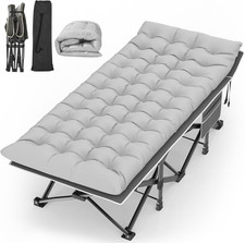 Camping Cot, 32In XXL Folding Camping Cot Heavy Duty Sleeping Bed for Adults 120