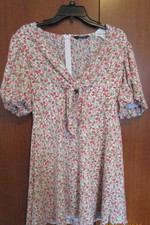 Shein Floral Front Tie Neckline Dress Sz Large Polyester Bust 35 Length 35 in
