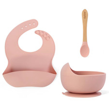 Baby Bowls with Suction, Silicone Bibs, Self Feeding Spoons, Led Weaning Supplie