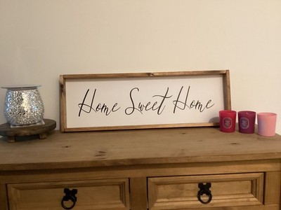 'Home Sweet Home' 60 x 20 cm.gerahmtes Holzschild Landhaus rustikal Handarbeit